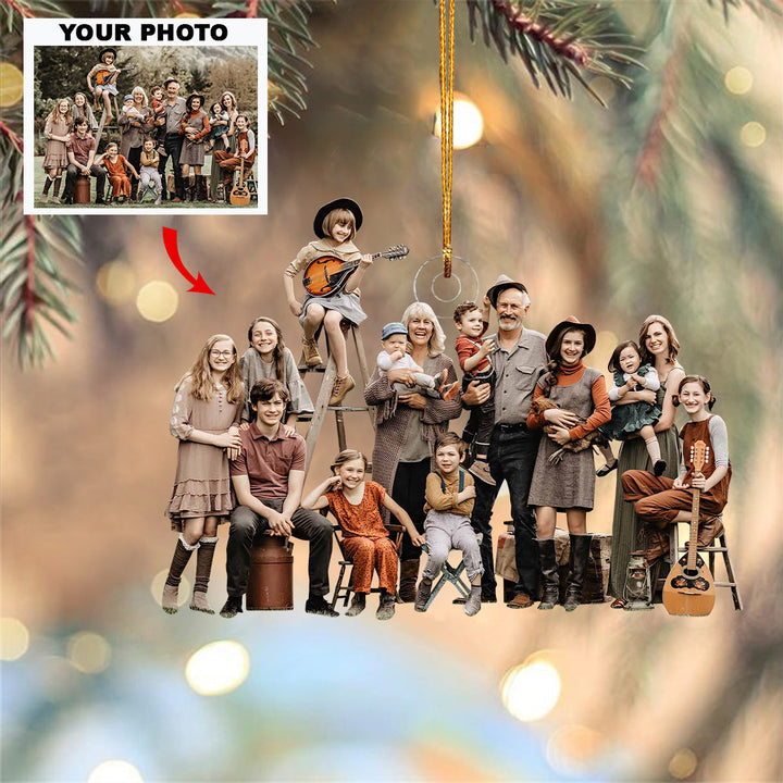 Home Is Where Family Is - Personalized Photo Mica Ornament - Christmas Gift For Grandma, Grandpa, Family Members