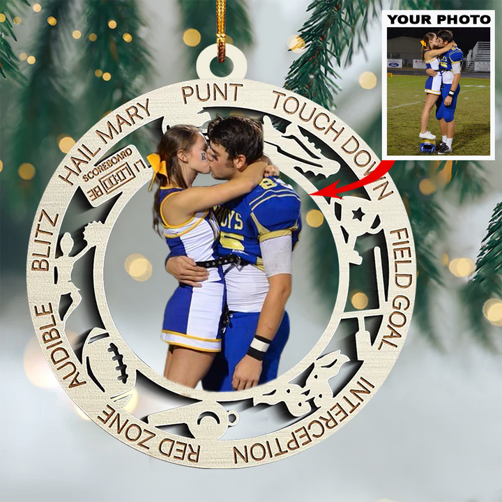 Personalized Photo Mica Ornament - Gift For Couple - American Football Couple ARND036 UPL0VL005