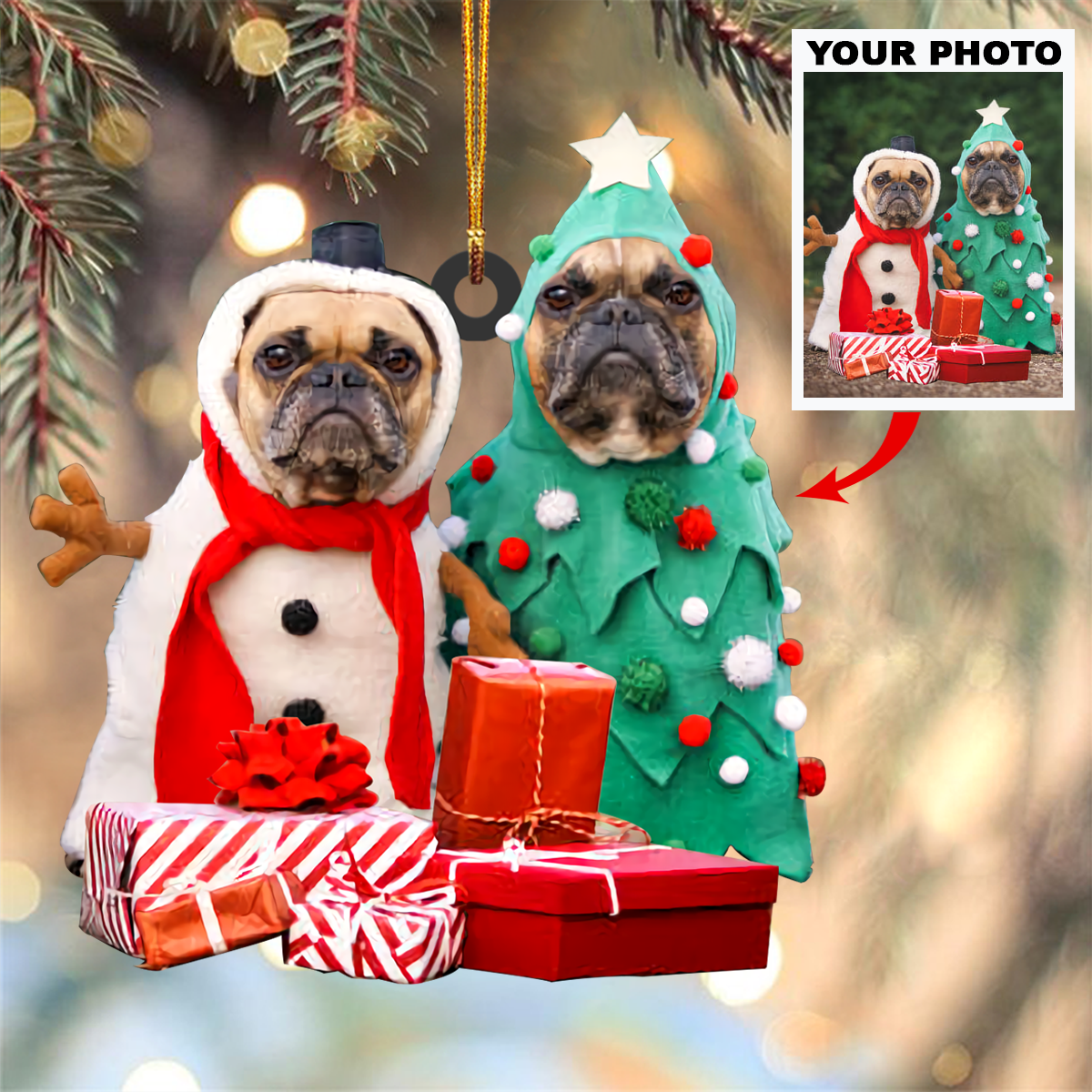 Personalized Photo Mica Ornament - Gift For Dog Lover - Dogs Christmas ARND036