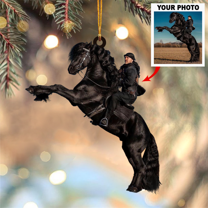 Personalized Photo Mica Ornament - Gift For Horse Lover - Riding Horse ARND036