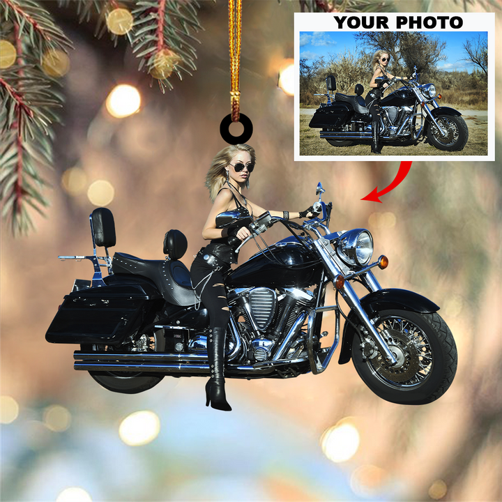 Personalized Photo Mica Ornament - Gift For Biker - Customized Your Photo Ornament V14 ARND005