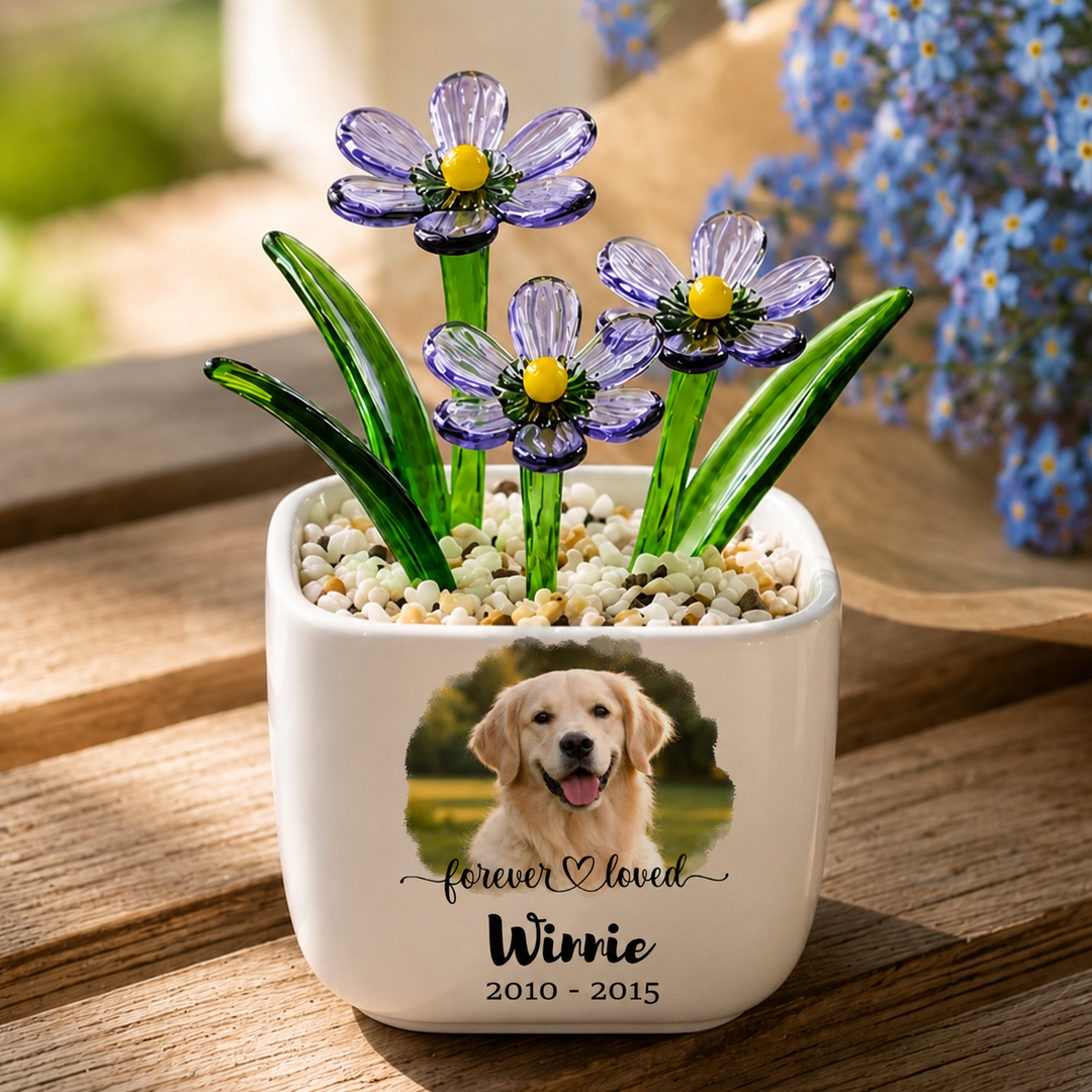 Forever Loved - Personalized Pet Memorial Flower Pot - Gift For Dog Lover, Cat Lover
