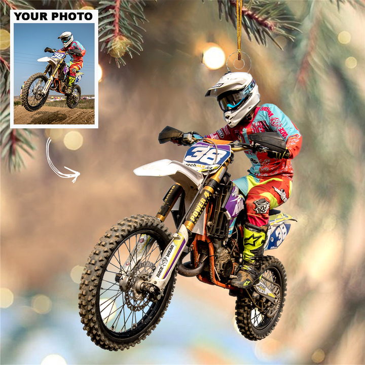 Motocross Customized Your Photo Ornament - Personalized Custom Photo Mica Ornament