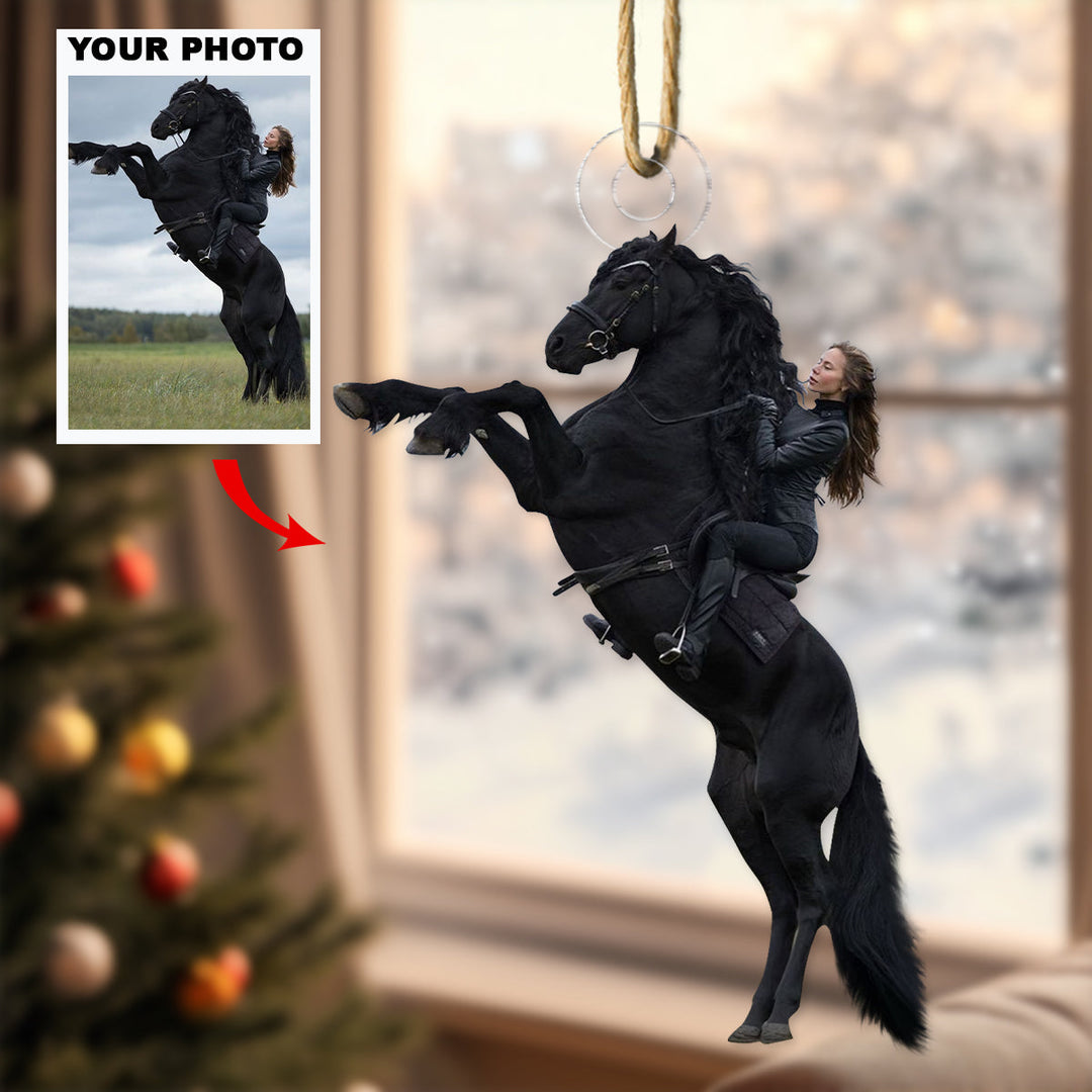 Riding Horse - Personalized Photo Mica Ornament - Christmas Gift For Horse Lover