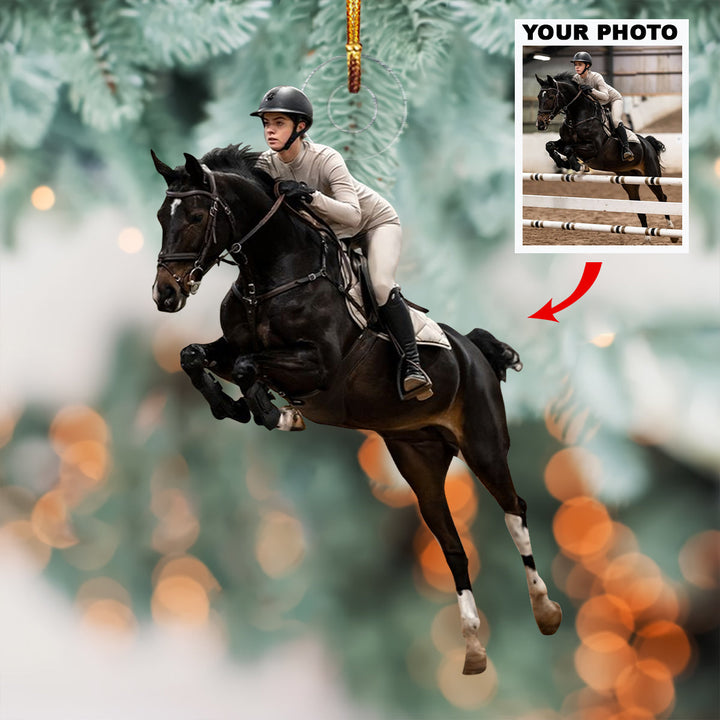 Riding Horse - Personalized Photo Mica Ornament - Christmas Gift For Horse Lover