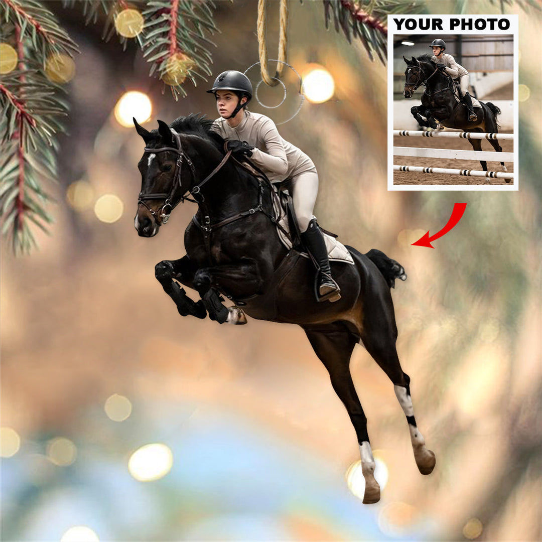 Riding Horse - Personalized Photo Mica Ornament - Christmas Gift For Horse Lover