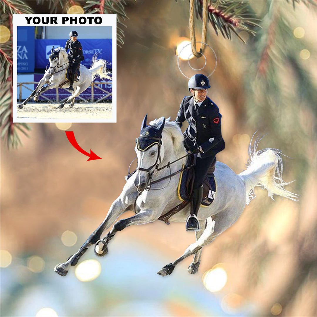 Riding Horse - Personalized Photo Mica Ornament - Christmas Gift For Horse Lover