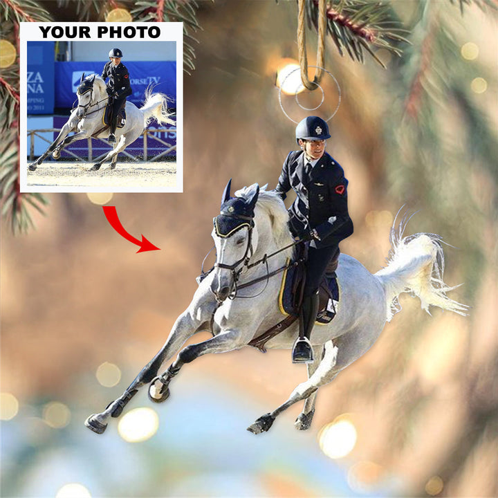 Riding Horse - Personalized Photo Mica Ornament - Christmas Gift For Horse Lover