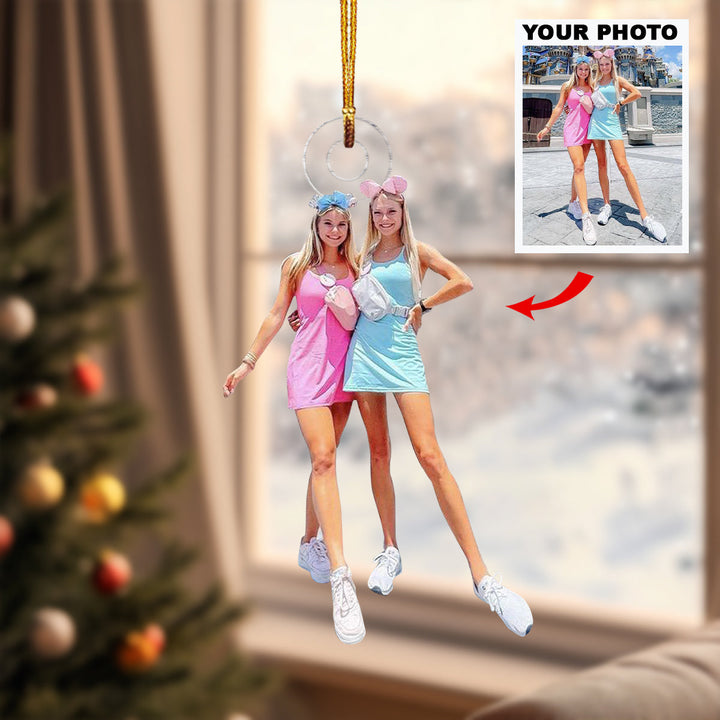 Besties Forever - Personalized Photo Mica Ornament - Christmas Gifts For Bestie, Sister