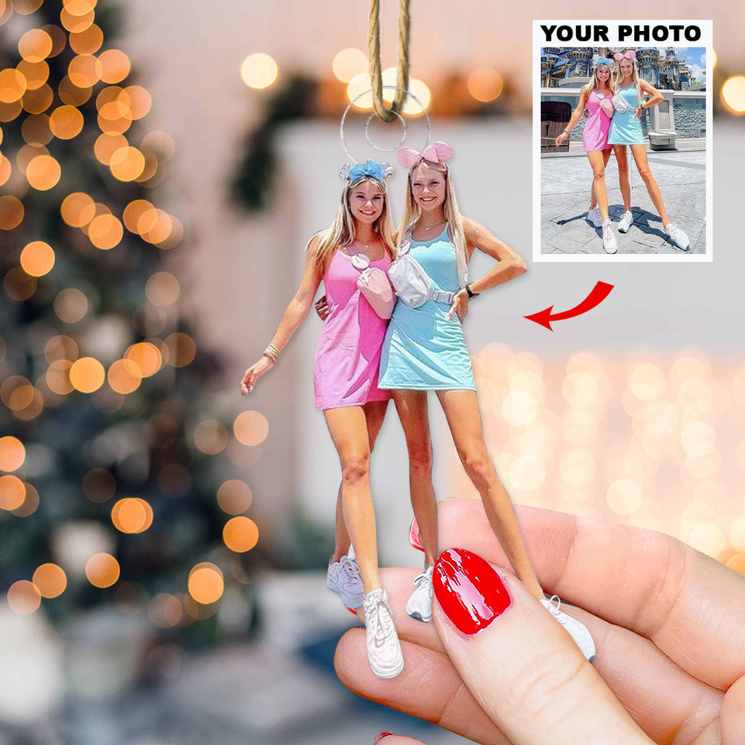 Besties Forever - Personalized Photo Mica Ornament - Christmas Gifts For Bestie, Sister