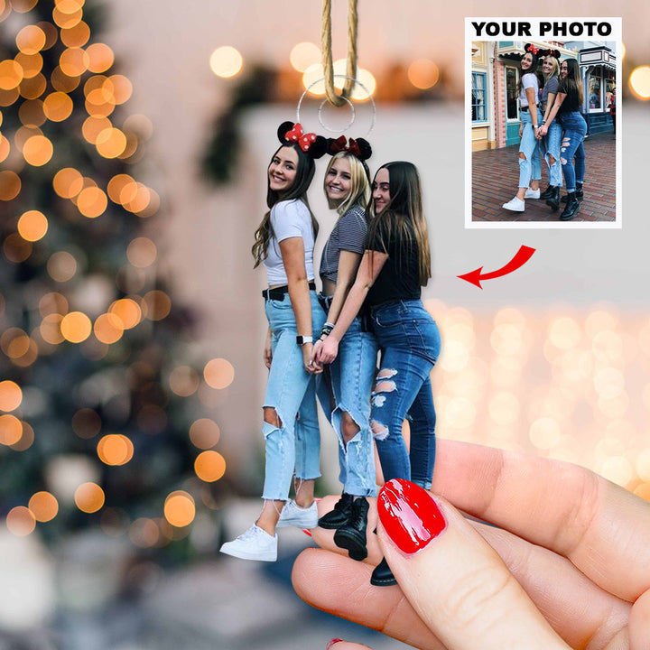 Besties Forever - Personalized Photo Mica Ornament - Christmas Gifts For Bestie, Sister