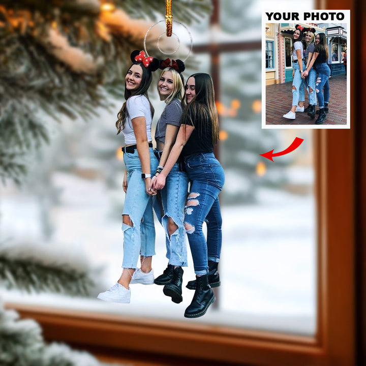 Besties Forever - Personalized Photo Mica Ornament - Christmas Gifts For Bestie, Sister