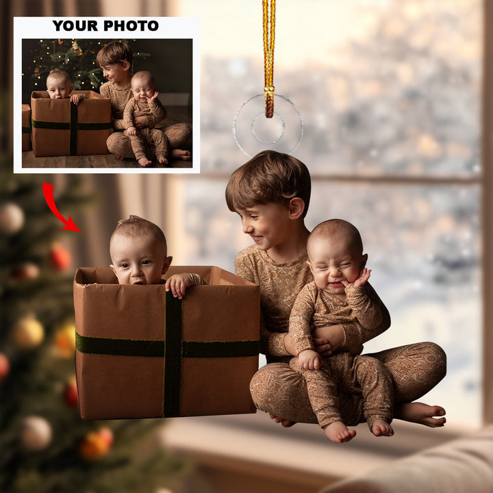 Baby, I Love You To The Moon And Back - Personalized Photo Mica Ornament - Christmas Gift For Grandma, Grandpa, Family Members