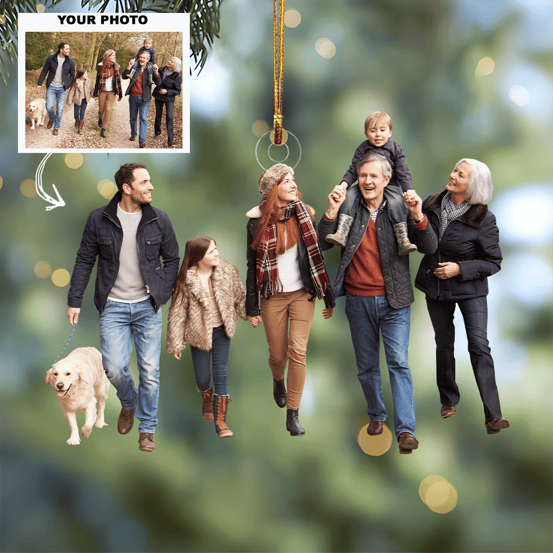 Love Builds A Happy Home - Personalized Photo Mica Ornament - Christmas Gift For Grandma, Grandpa, Family Members