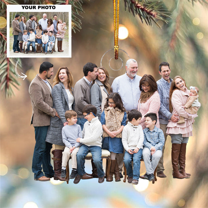 Love Builds A Happy Home - Personalized Photo Mica Ornament - Christmas Gift For Grandma, Grandpa, Family Members