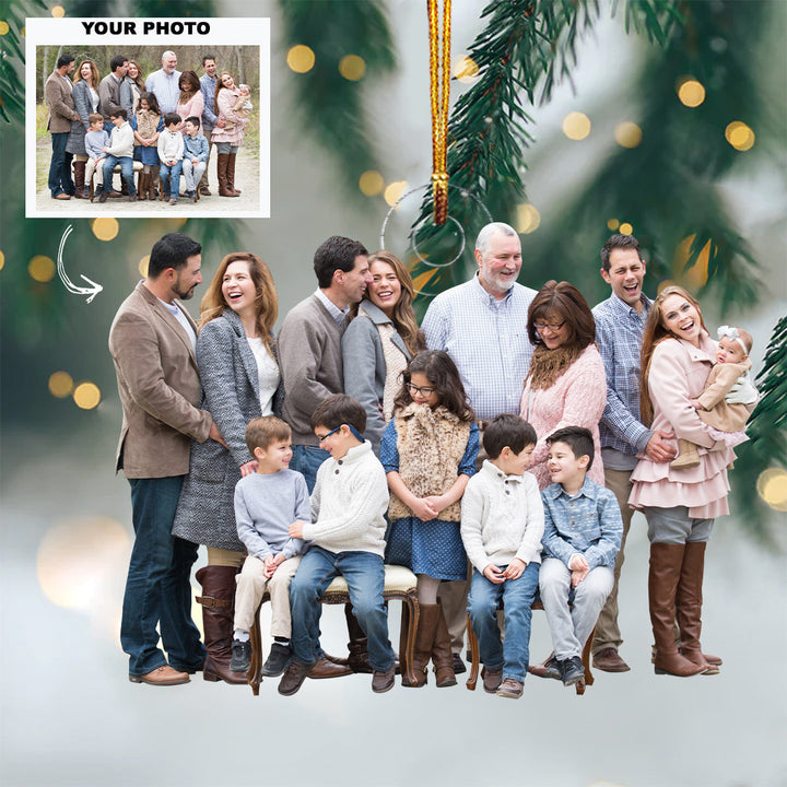 Love Builds A Happy Home - Personalized Photo Mica Ornament - Christmas Gift For Grandma, Grandpa, Family Members