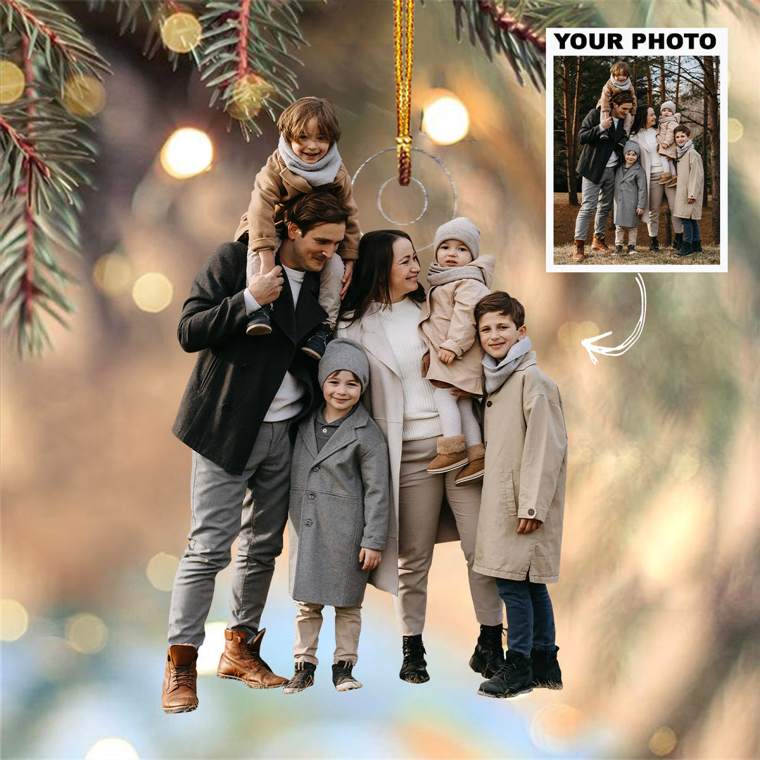 Family, Where Life Begins And Love Never Ends - Personalized Photo Mica Ornament - Christmas Gift For Grandma, Grandpa, Family Members