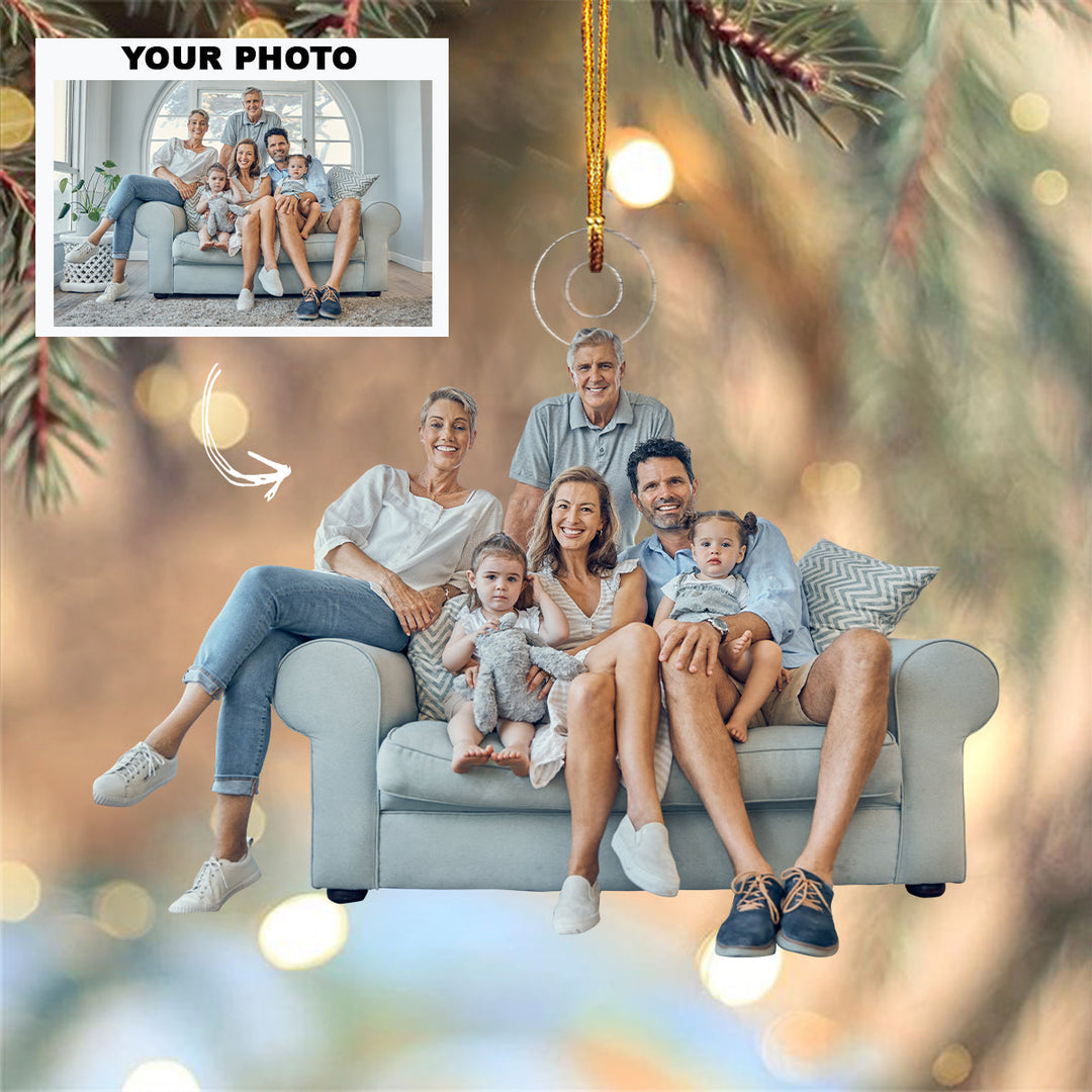Love Builds A Happy Home - Personalized Photo Mica Ornament - Christmas Gift For Grandma, Grandpa, Family Members