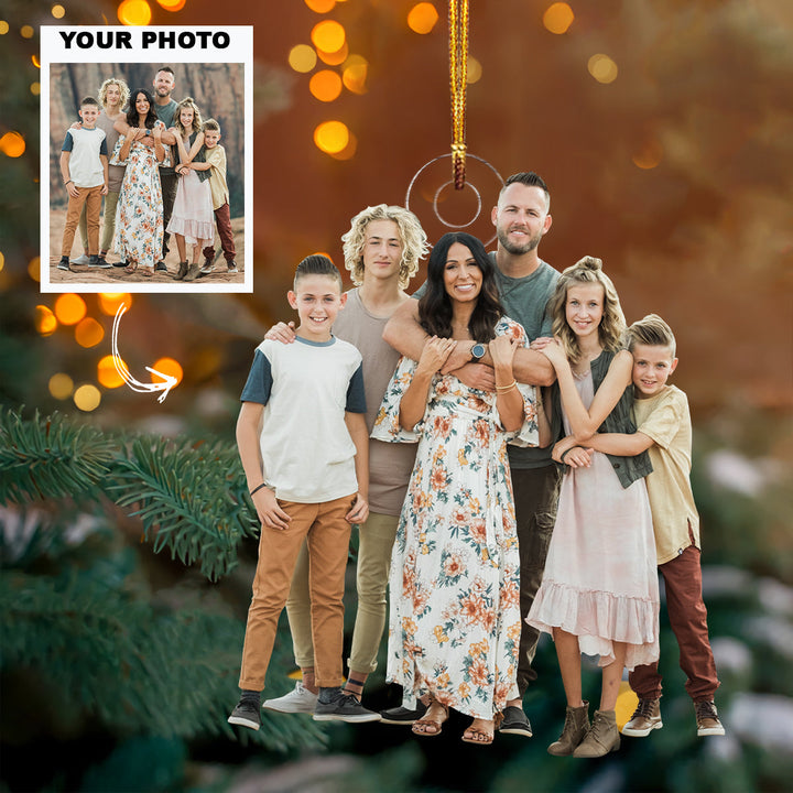 Family, Where Life Begins And Love Never Ends - Personalized Photo Mica Ornament - Christmas Gift For Grandma, Grandpa, Family Members