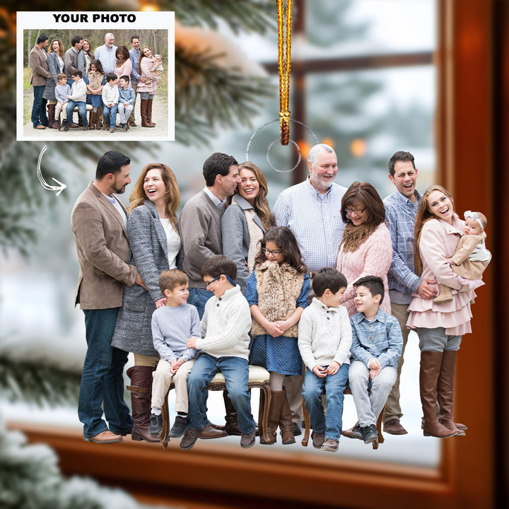 Love Builds A Happy Home - Personalized Photo Mica Ornament - Christmas Gift For Grandma, Grandpa, Family Members