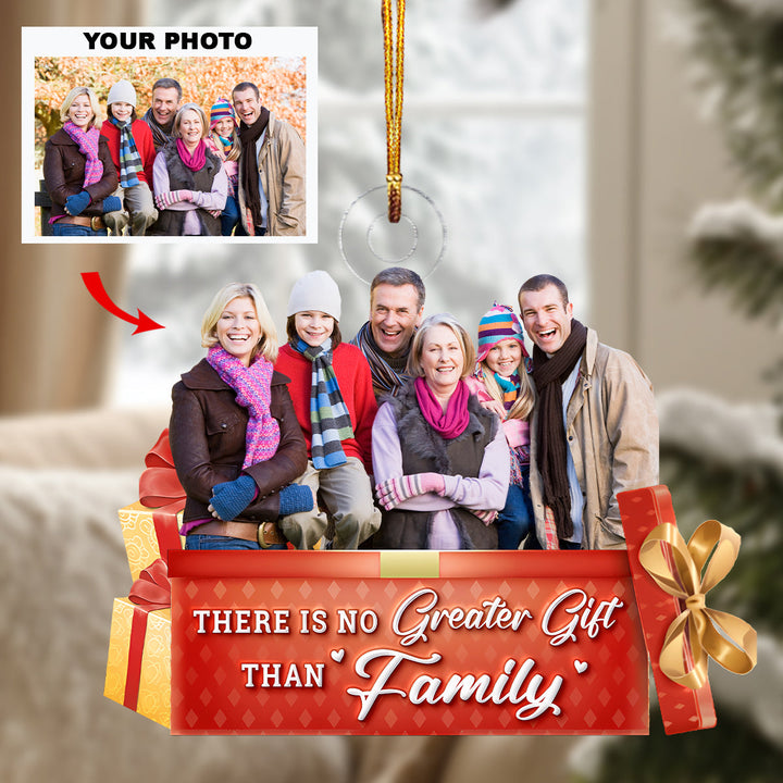 There Is No Greater Gift Than Family - Personalized Photo Mica Ornament - Christmas Gift For Grandma, Grandpa, Family Members UPL0PD042