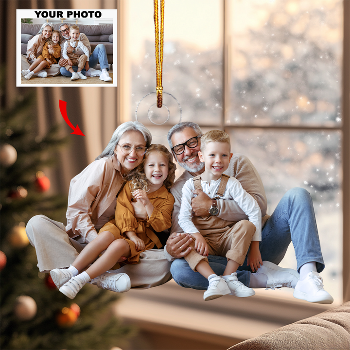 Our Big Family - Personalized Photo Mica Ornament - Christmas Gift For Grandma, Grandpa, Family Members