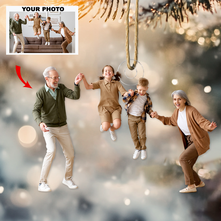 Happy Family - Personalized Photo Mica Ornament - Christmas Gift For Grandma, Grandpa, Family Members