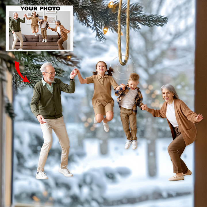 Happy Family - Personalized Photo Mica Ornament - Christmas Gift For Grandma, Grandpa, Family Members