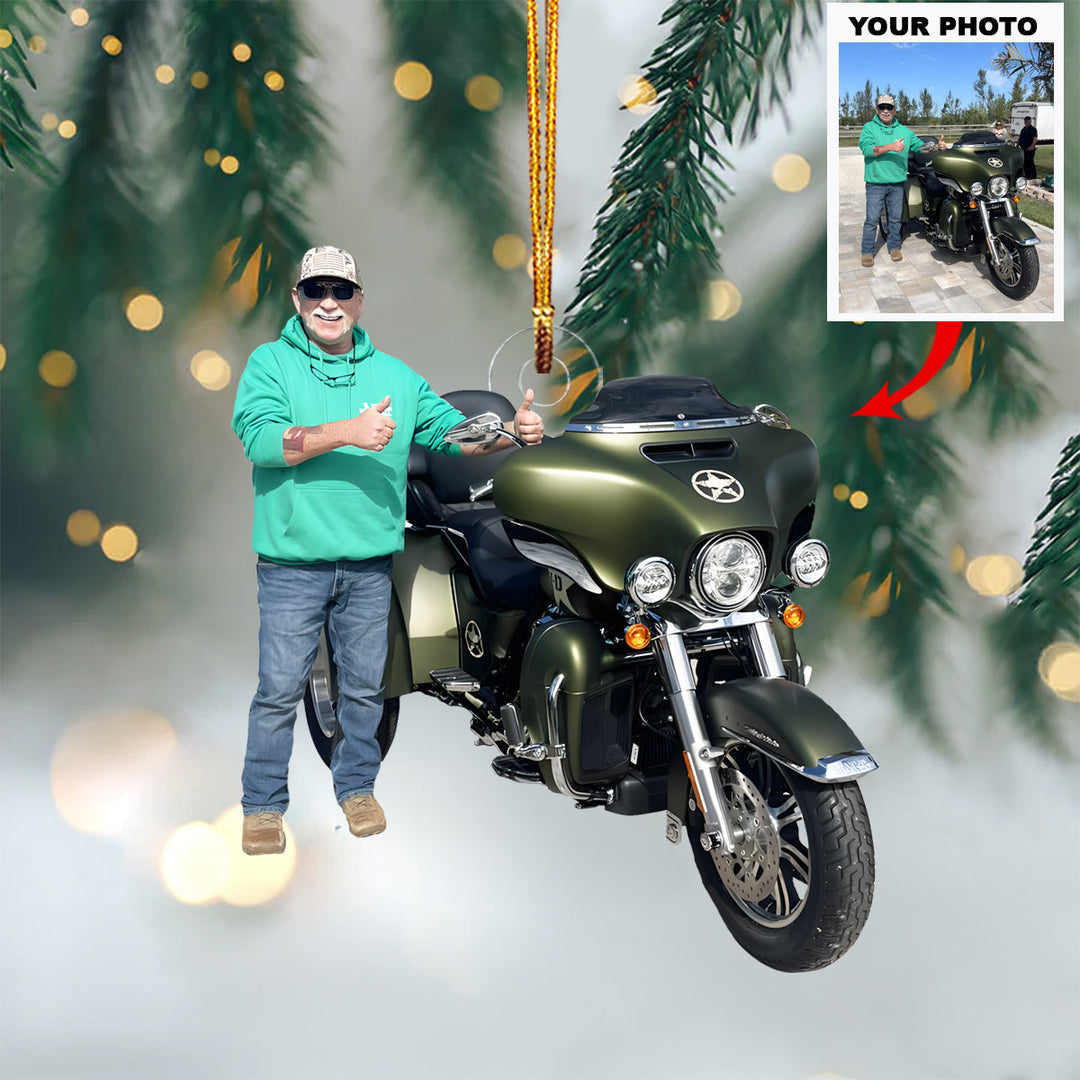 Biker Spirit of Pride - Personalized Photo Mica Ornament - Christmas Gift For Motorcycle Lovers, Family Members