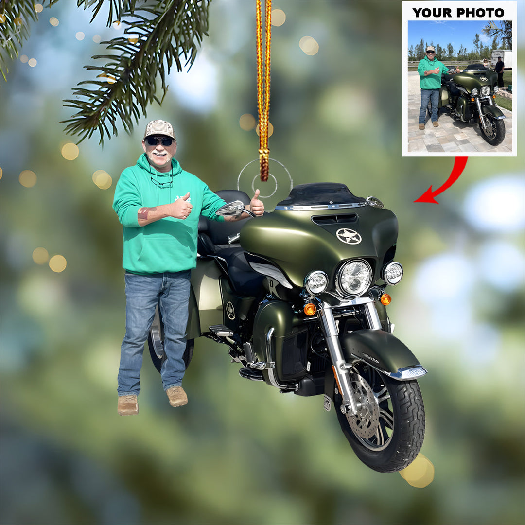 Biker Spirit of Pride - Personalized Photo Mica Ornament - Christmas Gift For Motorcycle Lovers, Family Members