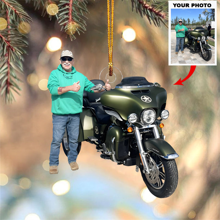 Biker Spirit of Pride - Personalized Photo Mica Ornament - Christmas Gift For Motorcycle Lovers, Family Members