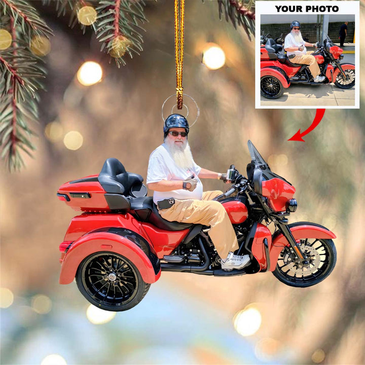Legend Rider - Personalized Photo Mica Ornament - Christmas Gift For Motorcycle Lovers, Family Members