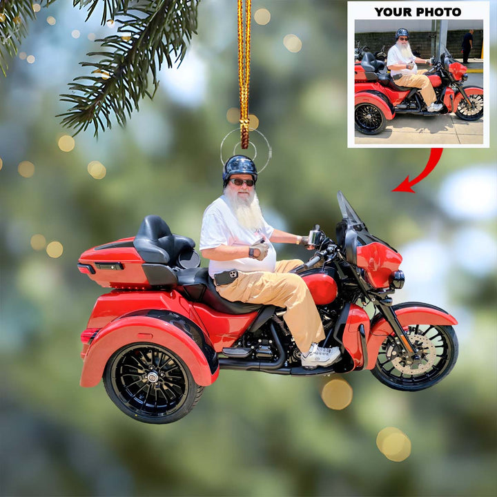 Legend Rider - Personalized Photo Mica Ornament - Christmas Gift For Motorcycle Lovers, Family Members