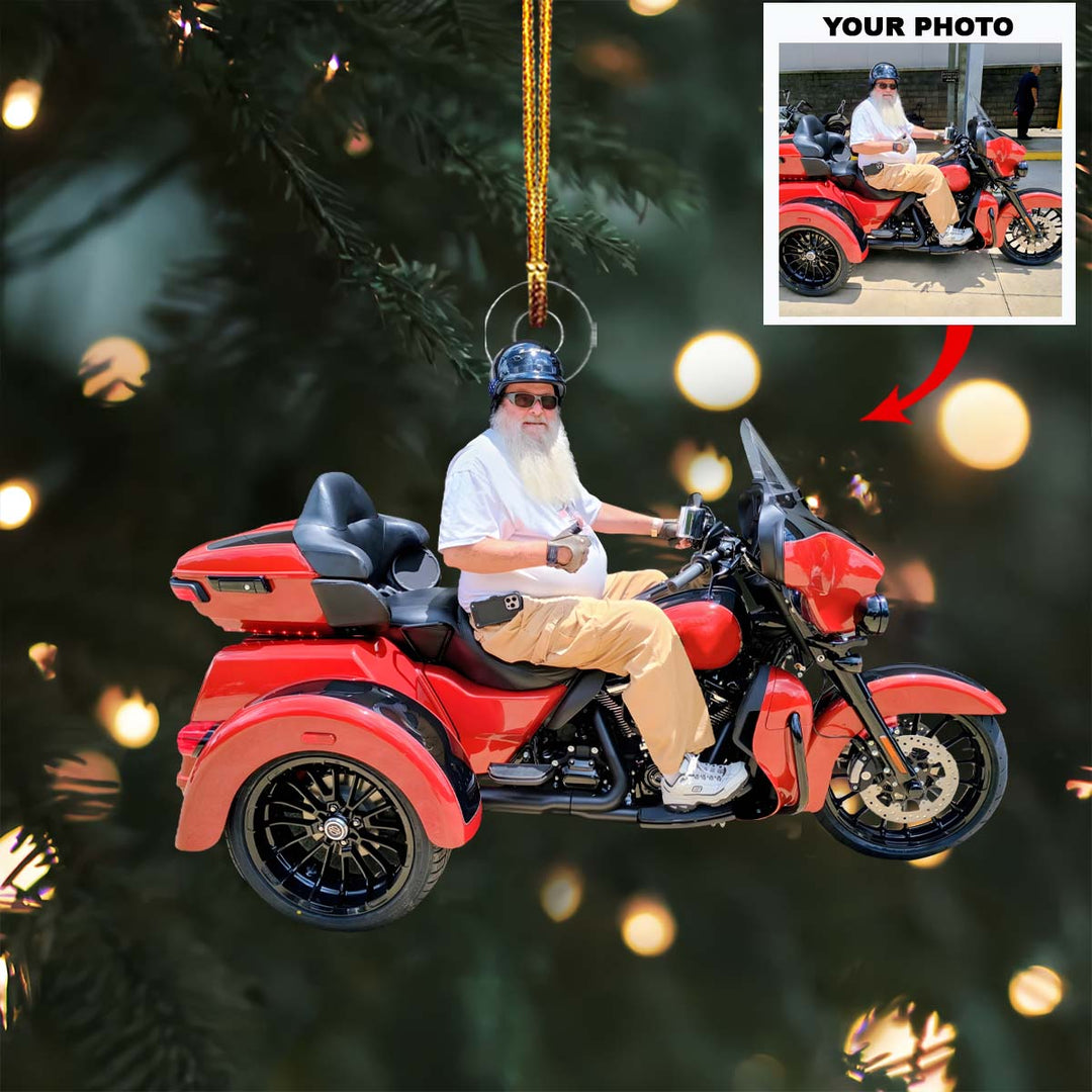 Legend Rider - Personalized Photo Mica Ornament - Christmas Gift For Motorcycle Lovers, Family Members