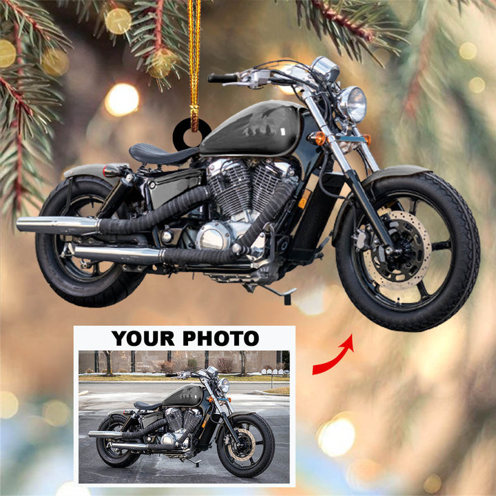 Personalized Photo Mica Ornament - Gift for Bikers - Custom Motorcycle Photo ARNO0012