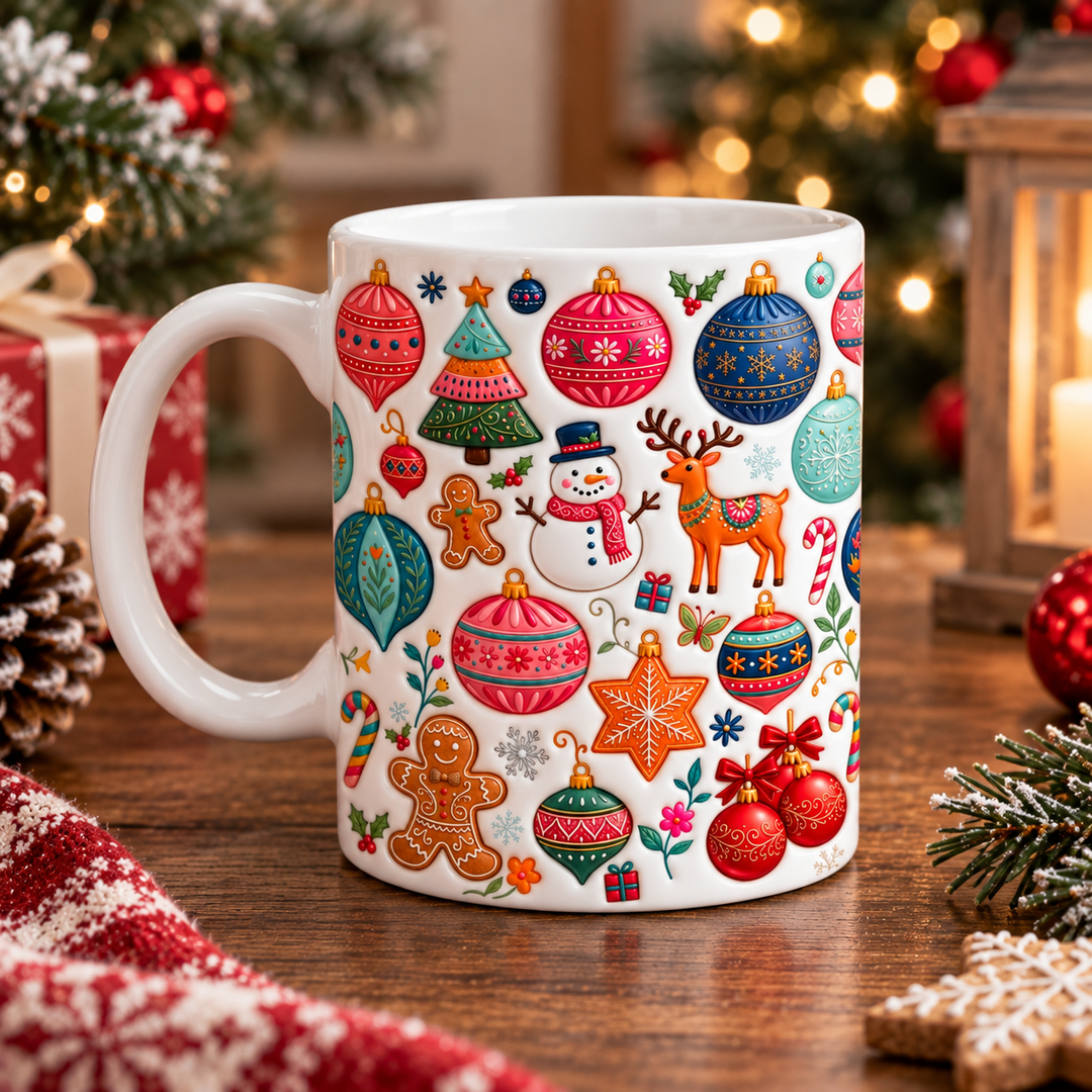 Merry Xmas 3D Effect Printed Ceramic Mug NCU0TL003