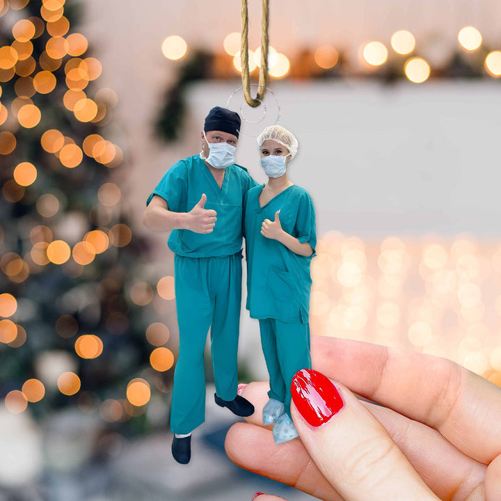 Angel in Scrubs - Personalized Photo Mica Ornament - Christmas Gift For Nurses, Family Members