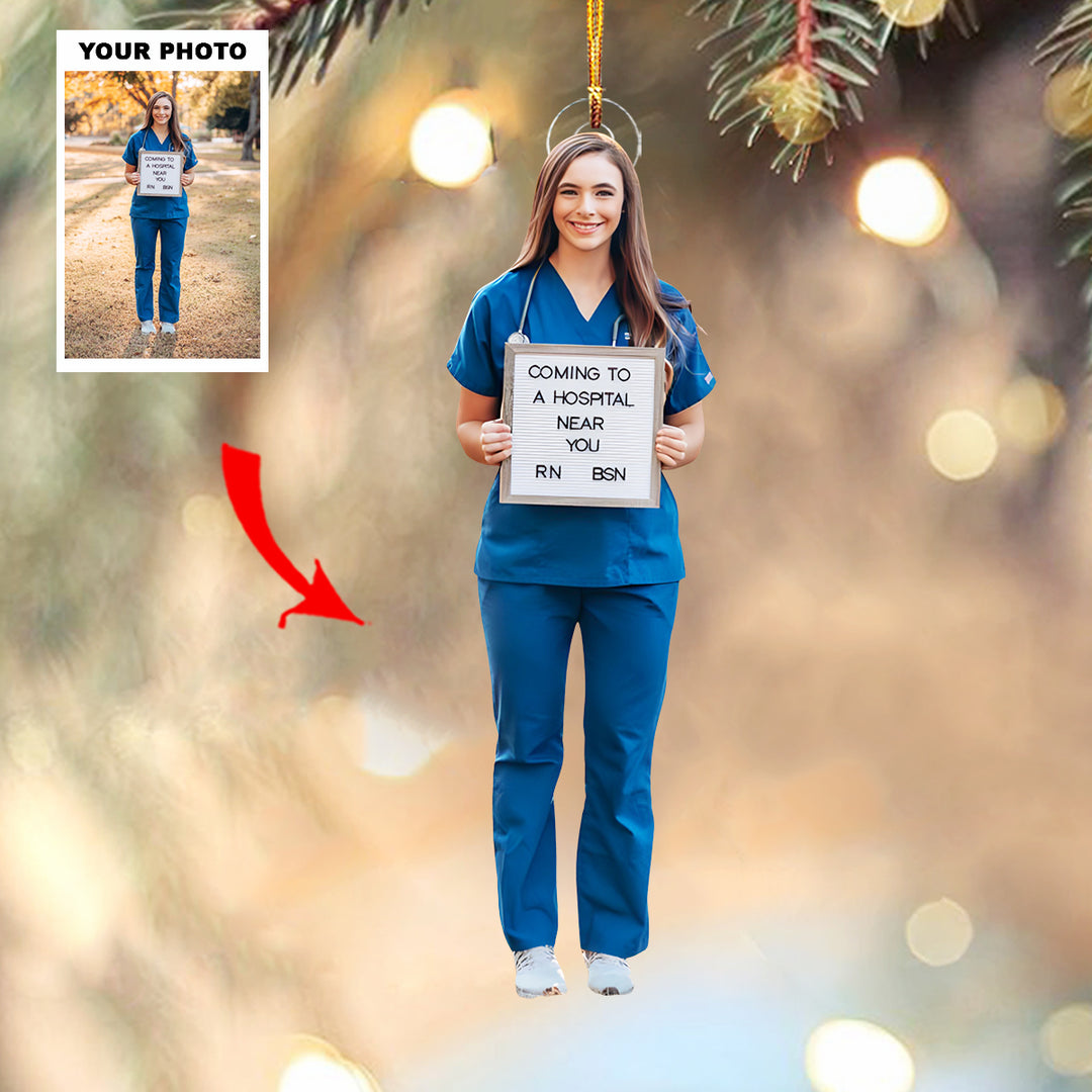 Nurse Hero - Personalized Photo Mica Ornament - Christmas Gift For Nurse