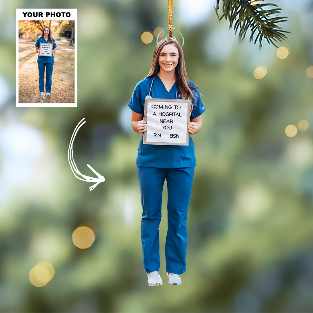 Nurse Hero - Personalized Photo Mica Ornament - Christmas Gift For Nurse
