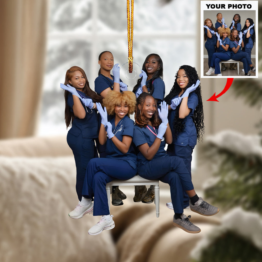 Night Shift Angel - Personalized Photo Mica Ornament - Christmas Gift For Nurses, Family Members