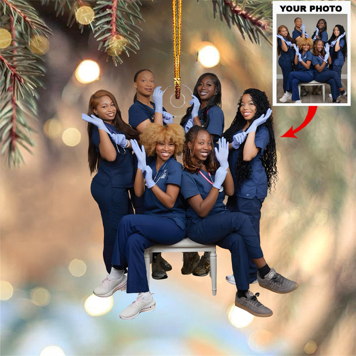 Night Shift Angel - Personalized Photo Mica Ornament - Christmas Gift For Nurses, Family Members