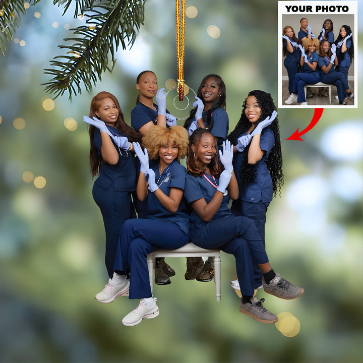 Night Shift Angel - Personalized Photo Mica Ornament - Christmas Gift For Nurses, Family Members