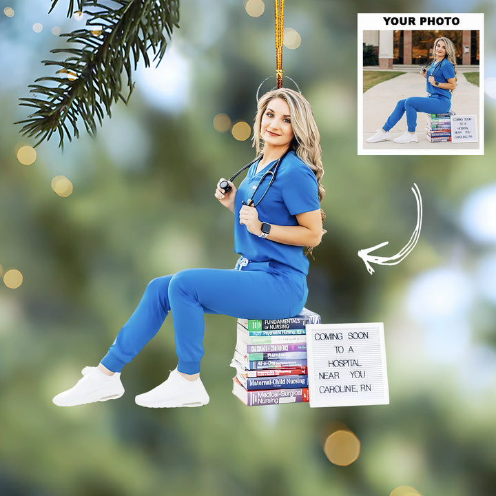Caring Christmas - Personalized Photo Mica Ornament - Christmas Gift For Nurse