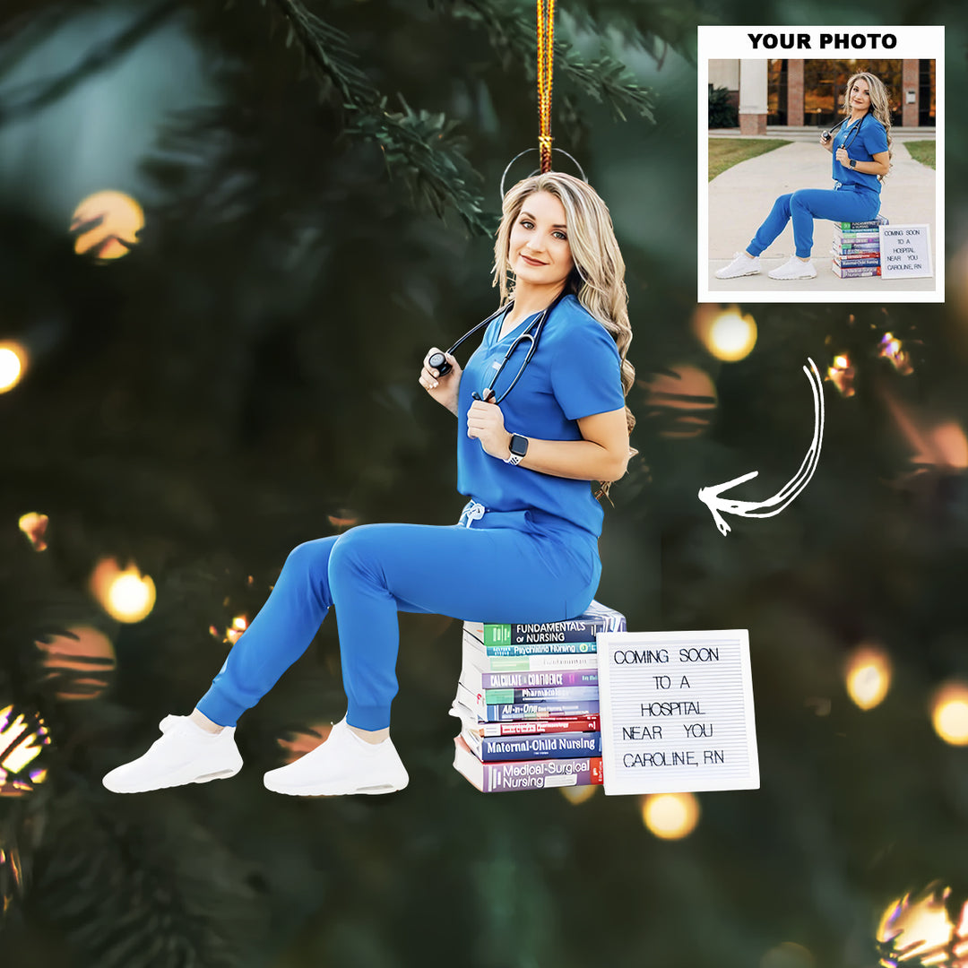 Caring Christmas - Personalized Photo Mica Ornament - Christmas Gift For Nurse