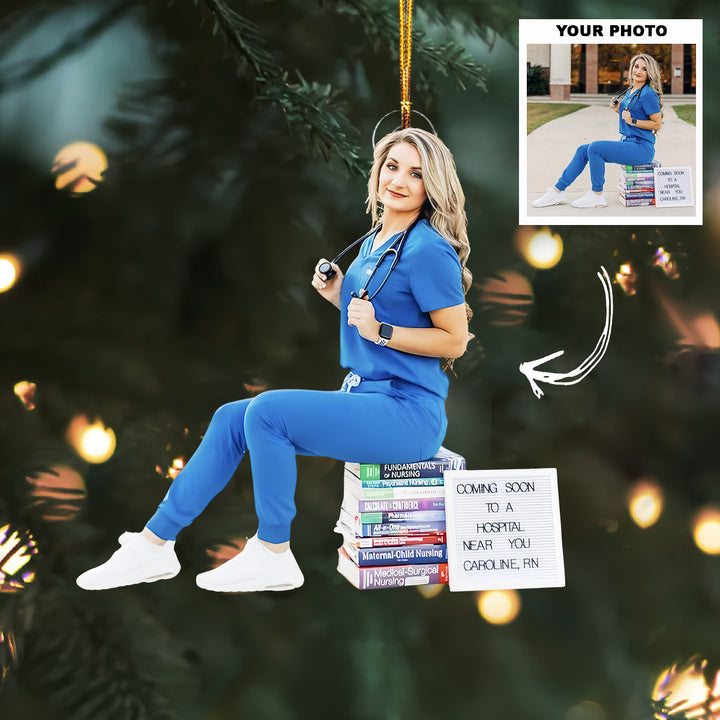 Caring Christmas - Personalized Photo Mica Ornament - Christmas Gift For Nurse