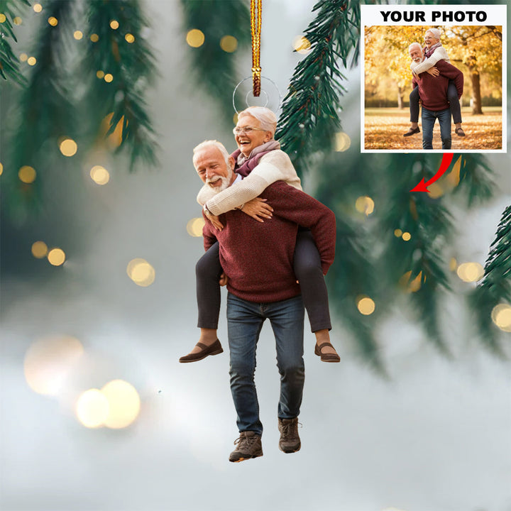 Our Timeless Love - Personalized Photo Mica Ornament - Christmas Gift For Family Members, Grandma, Grandpa