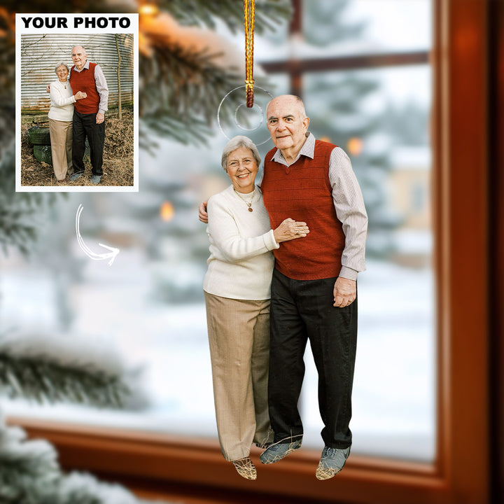 Simple Joys - Personalized Photo Mica Ornament - Christmas Gift For Old Couple