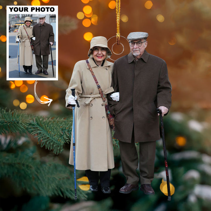 Together We Stand - Personalized Photo Mica Ornament - Christmas Gift For Old Couple
