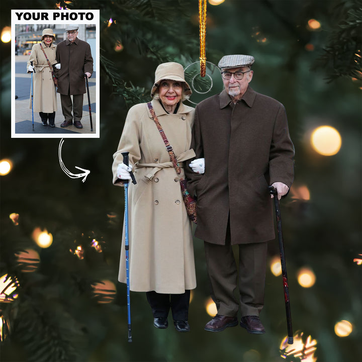 Together We Stand - Personalized Photo Mica Ornament - Christmas Gift For Old Couple