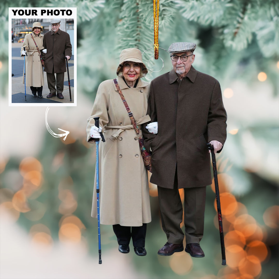 Together We Stand - Personalized Photo Mica Ornament - Christmas Gift For Old Couple